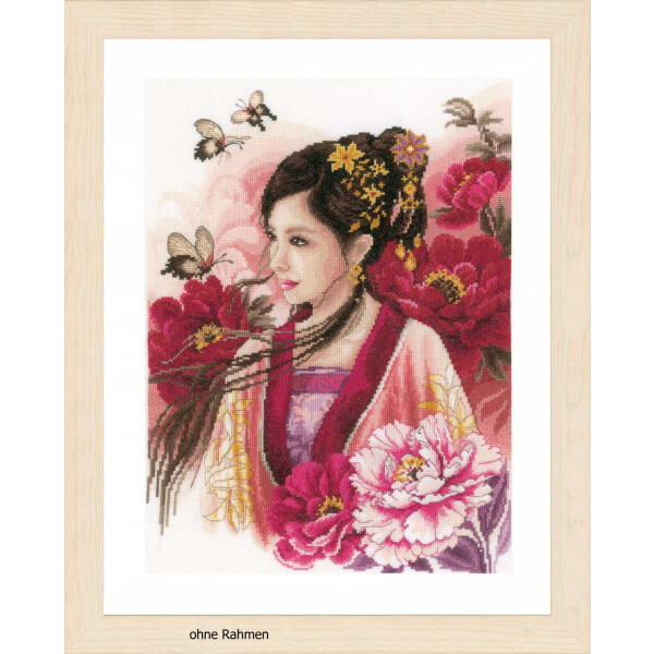 Set di punto croce Lanarte "Donna asiatica in rosa", motivo di conteggio