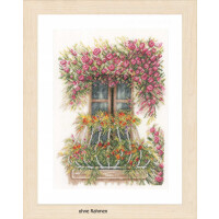 Lanarte cross stitch kit "window adorned with flowers", counted, DIY