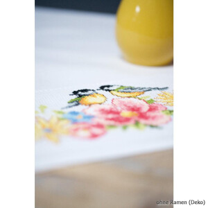 Vervaco Aida tablecloth stitch embroidery kit titmouse & spring flowers, DIY