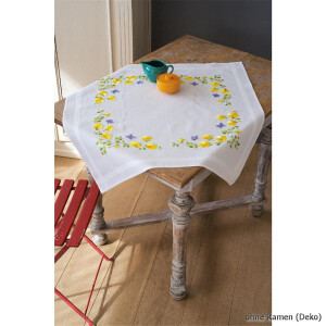 Vervaco Bedrukt tafelkleed "Lentebloemen", borduurmotief voorgetekend