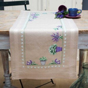 Vervaco table runner stitch embroidery kit Lavender,...