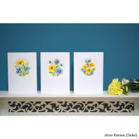 Поздравительные открытки Vervaco "Цветы", набор из 3 штук, счетный крест