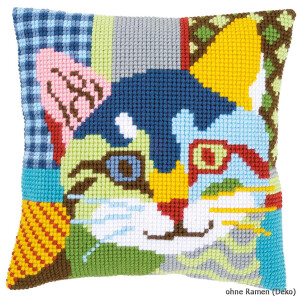 Vervaco stamped cross stitch kit cushion Modern cat, DIY