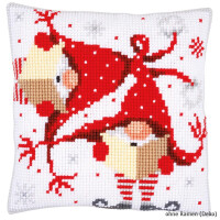 Vervaco stamped cross stitch kit cushion Christmas gnomes II, DIY