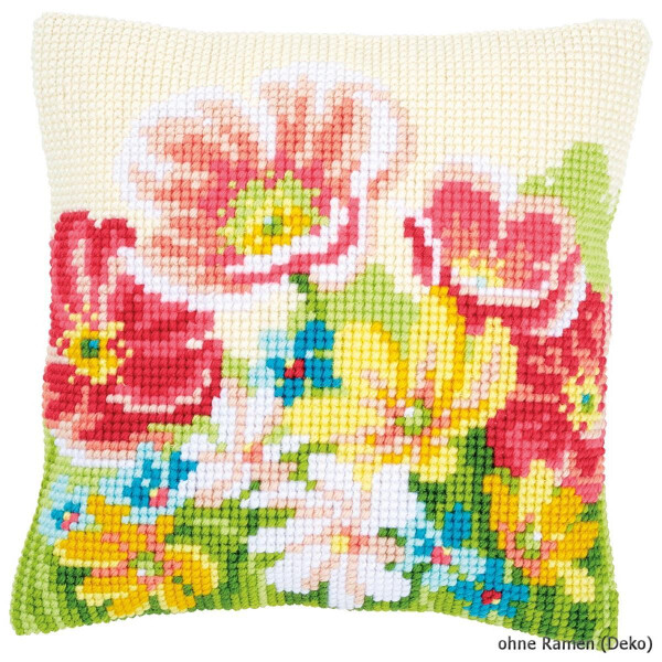 Подушка для вышивания крестом Vervaco "Летние цветы", дизайн вышивки предварительно нарисован