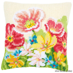 Vervaco stamped cross stitch kit cushion Summer flowers, DIY