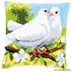 Vervaco stamped cross stitch kit cushion White pigeons, DIY