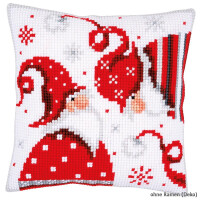 Vervaco stamped cross stitch kit cushion Christmas gnomes I, DIY