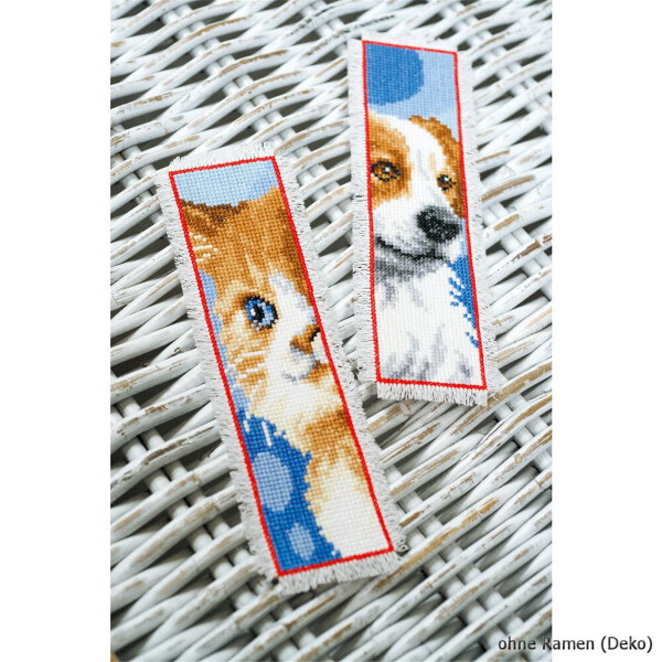 Закладка Vervaco "Кошка и собака", набор из 2 штук, счетный крест