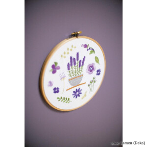 Vervaco stamped embroidery kit with ring Lavender, DIY