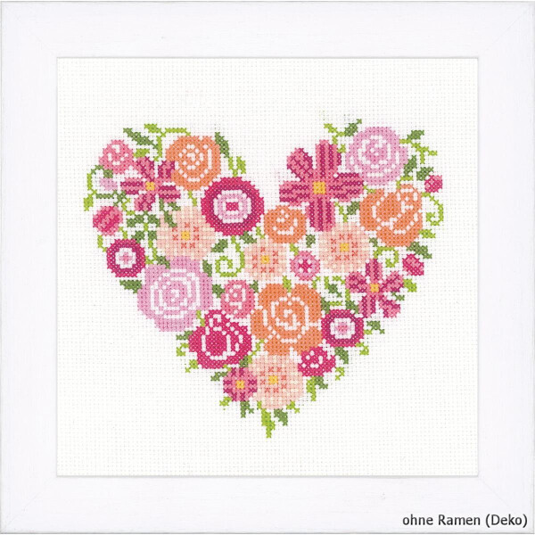 Vervaco Pack de bordado patrón de conteo "Corazón de flores", patrón de conteo