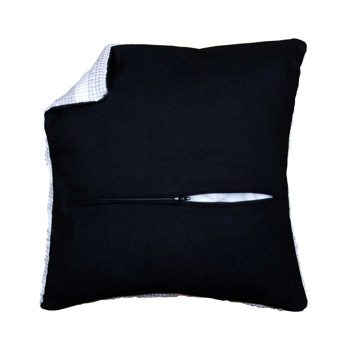 Vervacokussen rug met rits - Zwart, 45 x 45 cm