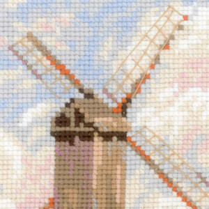 Набор для вышивания крестом Риолис "Ветряная мельница в Кнокке по картине К. Писсарро", счетная схема