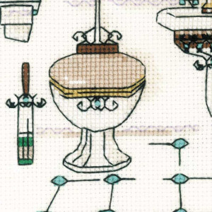 Juego de punto de cruz Riolis "Interior del baño", dibujo de recuento