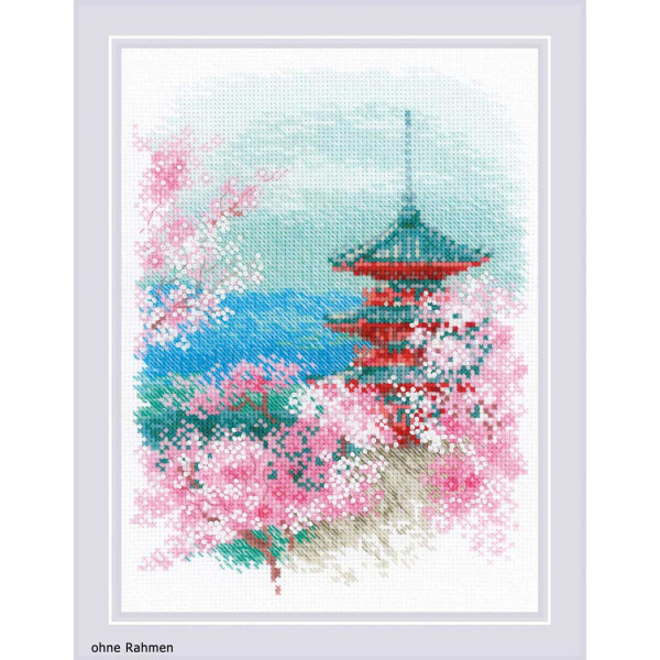 Set di punto croce Riolis "Sakura. Pagoda", schema di conteggio