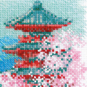 Riolis counted cross stitch Kit Sakura. Pagoda, DIY