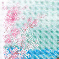Ensemble point de croix Riolis "Sakura. Pagode", modèle de comptage