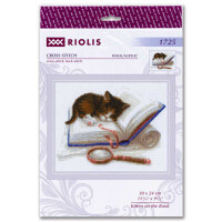 Riolis counted cross stitch Kit Kitten on the Book, DIY