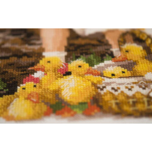Riolis counted cross stitch Kit Girl with Ducklings, DIY