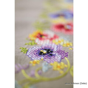 Vervaco tablecloth stitch embroidery kit Violets, stamped, DIY