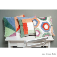 Vervaco stamped Latch hook & stitch kit cushion Palm springs color blocks, DIY