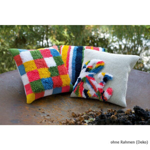 Vervaco Stamped Latch hook & stitch kit cushion Bright ampersand, DIY