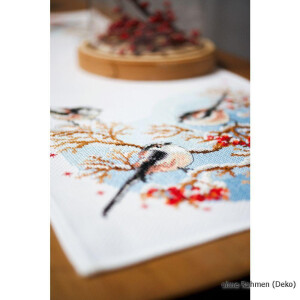 Vervaco Aida table runner stitch embroidery kit birds & red berries, DIY