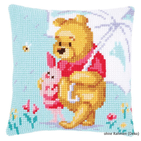 Vervaco stamped cross stitch kit cushion Disney Winnie in the rain, DIY