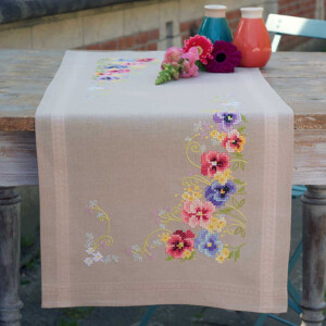 Vervaco table runner stitch embroidery kit Violets,...