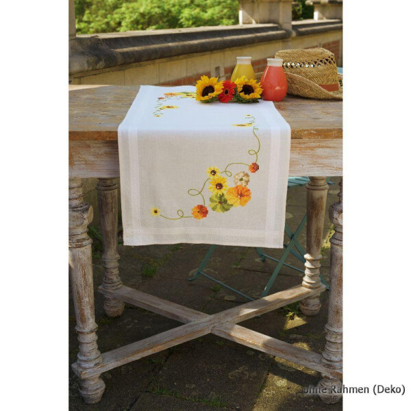 Vervaco Bedrukte tafelloper zonnebloemen en pompoen