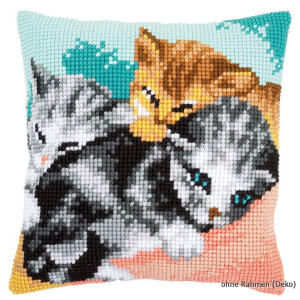 Vervaco stamped cross stitch kit cushion Cute kittens, DIY