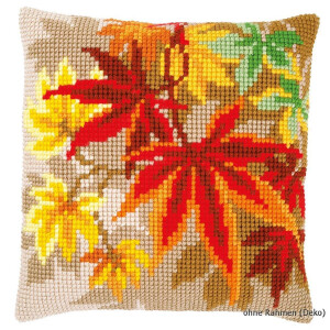 Vervaco stamped cross stitch kit cushion Autumn leaves, DIY