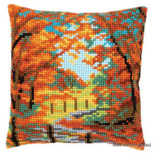 Vervaco stamped cross stitch kit cushion Autumn landscape, DIY