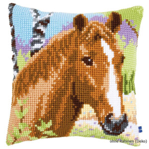Vervaco stamped cross stitch kit cushion Brown mare, DIY