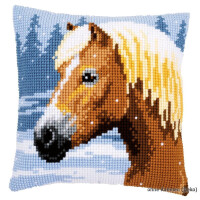 Vervaco stamped cross stitch kit cushion Horse & snow, DIY