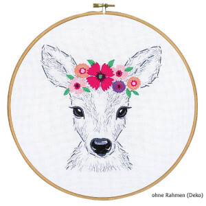 Vervaco stamped embroidery kit Deer with flowers, DIY