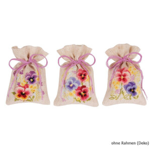 Vervaco counted herbal bags stitch kit Violets kit of 3, DIY