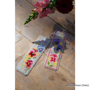 Vervaco Bookmark counted cross stitch kit Violets kit of 2, DIY