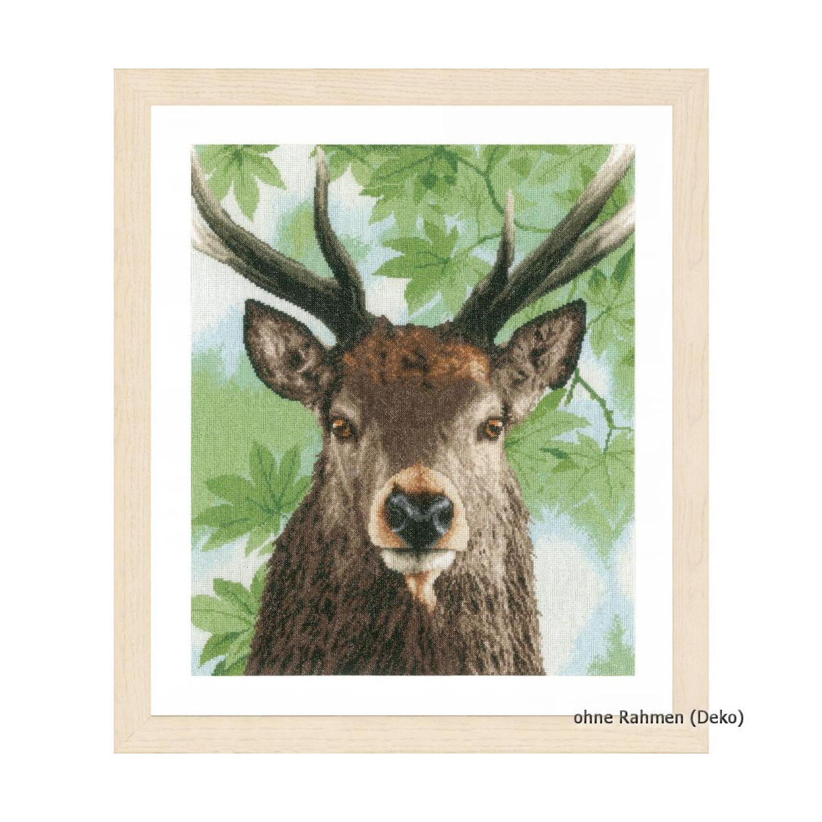 Pictured is an embroidery pack with a stag with large...