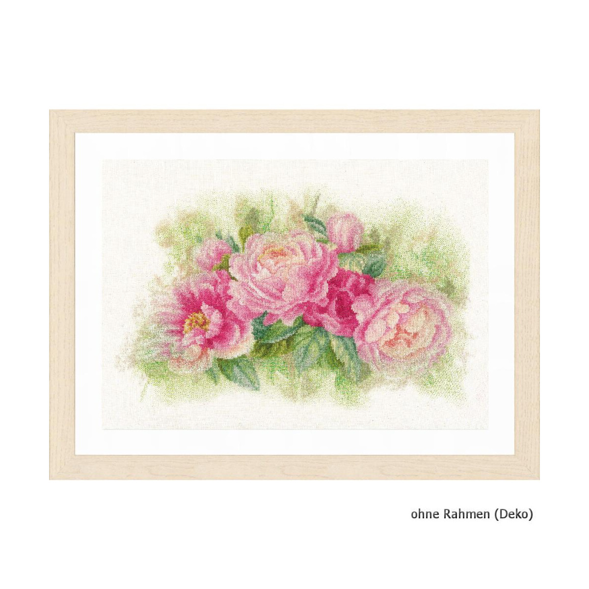 An embroidery pack with a bouquet of pink peonies with...