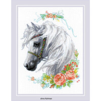 Riolis counted cross stitch Kit White Mane and Roses , DIY