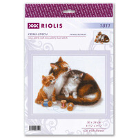"Cat with Kittens" embroidery kit cross stitch Riolis