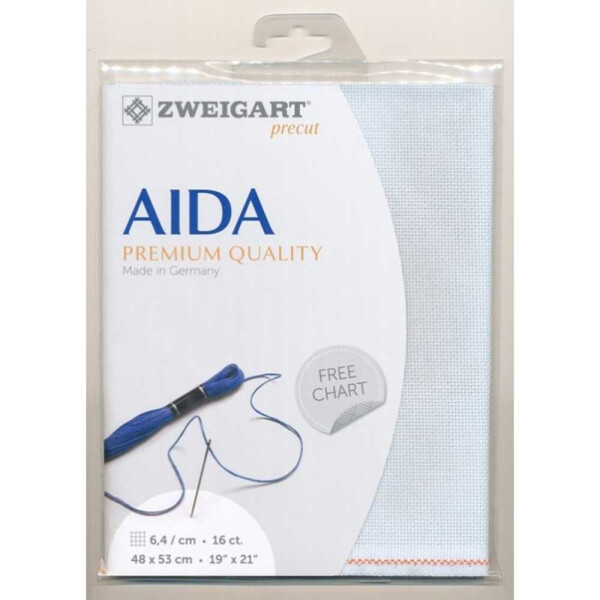 AIDA Zweigart Precute 16 ct. Aida 3251 цвет 550 светло-голубой, счетная ткань для вышивания крестиком 48x53см