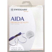 AIDA Zweigart Precute 14 ct. Stern Aida 3706 color 100 white, fabric for cross stitch 48x53cm