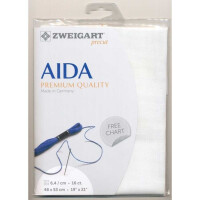 AIDA Zweigart Precute 16 ct. Aida 3251 Farbe 100 weiß, Zählstoff für Kreuzstich 48x53cm