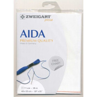 AIDA Zweigart Precute 18 ct. Fein-Aida 3793 Farbe 100 weiß, Zählstoff für Kreuzstich 48x53cm