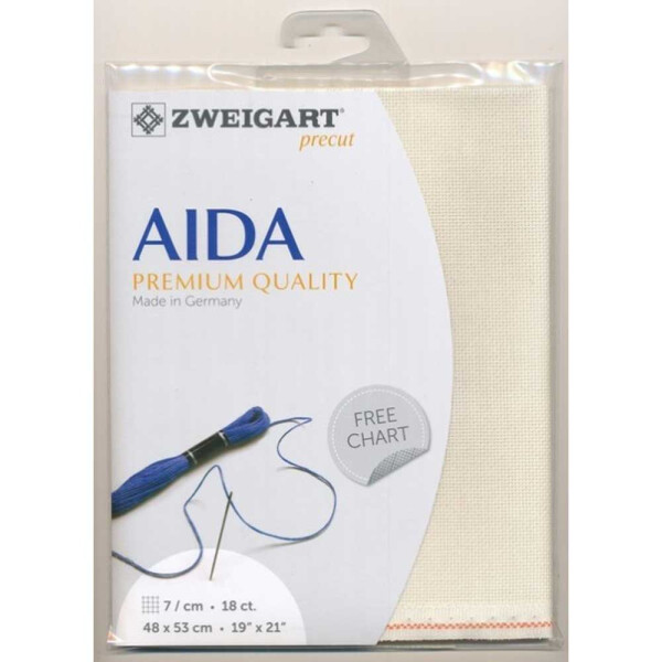 AIDA Zweigart Precute 18 ct. мелкая Aida 3793 цвет 264 светло-бежевый, счетная ткань для вышивания крестиком 48x53см