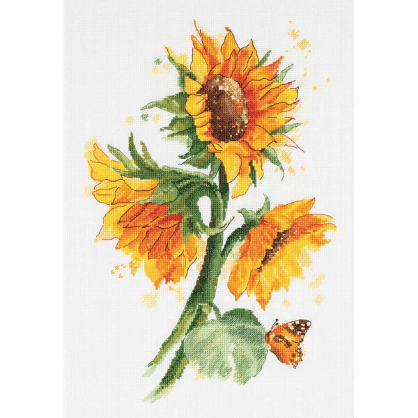 Panna kruissteek set "Kleurrijke zonnebloemen" 24x34,5cm, telpatroon