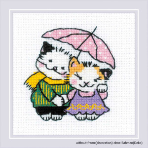 Набор для вышивания крестом Риолис "Кошачья команда: вместе под дождем", счетная схема