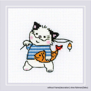 "The Cat Crew. Fisherman" embroidery kit cross stitch Riolis